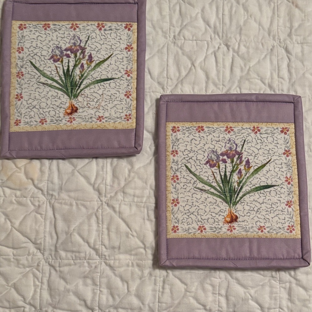 Purple Floral Pot Holders